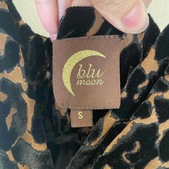 Revolve Blu Moon Velvet Burnout Dress Leopard Print Black Brown Wrap Maxi S - Picture 3 of 5